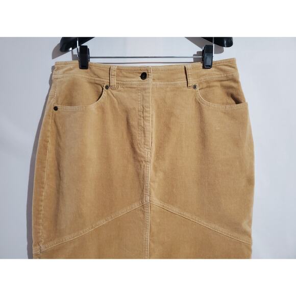 Vtg Newport News Fine Wale Corduroy Slit Raw Hem Maxi Skirt 32 XL Boho Cowgirl - Picture 3 of 10